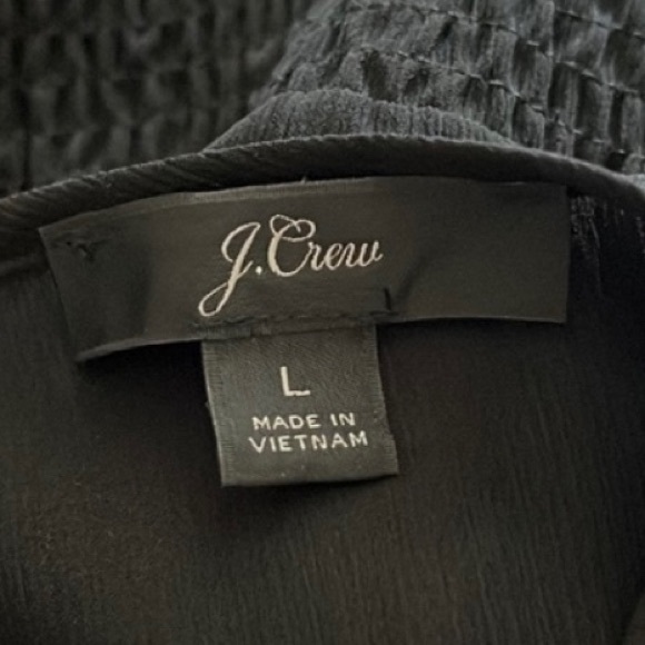 J Crew Black Dress Poly Sheer Lined Layered Cinch Waist Long Sleeved. VGUC Large - Picture 9 of 12